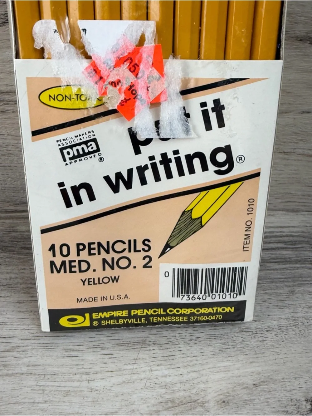 Vintage Empire Pencil Corporation Medium No. 2 Yellow Pencils Pack of 10 New